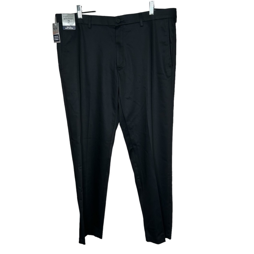 New Haggar Men’s Stretch Twill Pants Size 38x30 Black Dress Pants BNWT Iron Free
